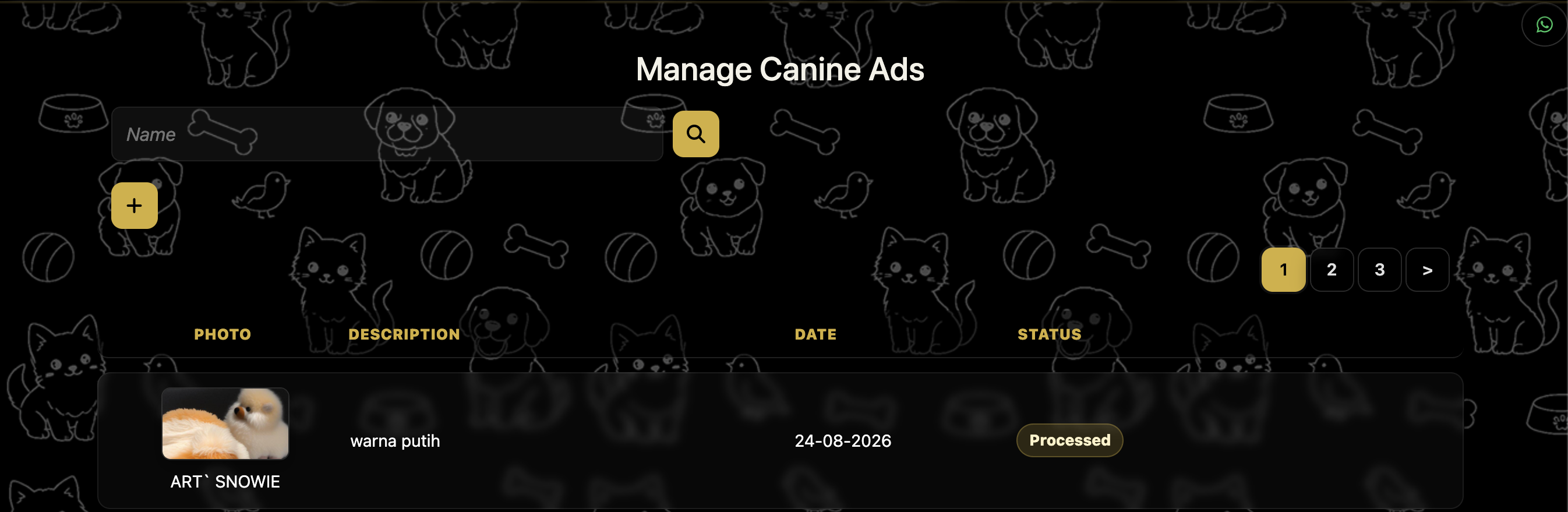 Canine Ad Report List