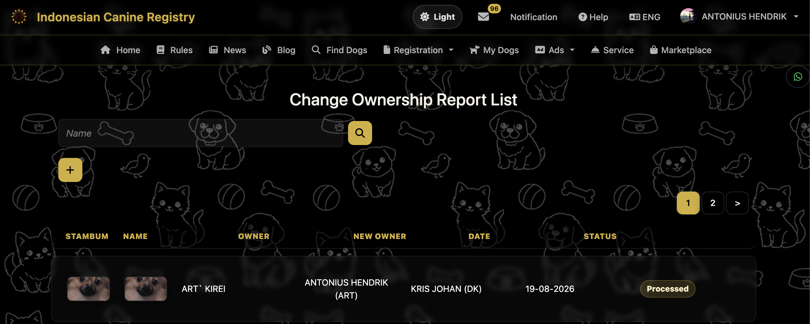 Change Owner Report List