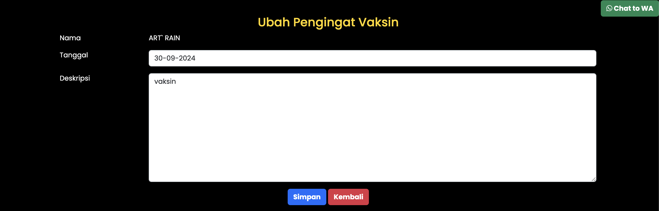 List Pengingat Vaksin