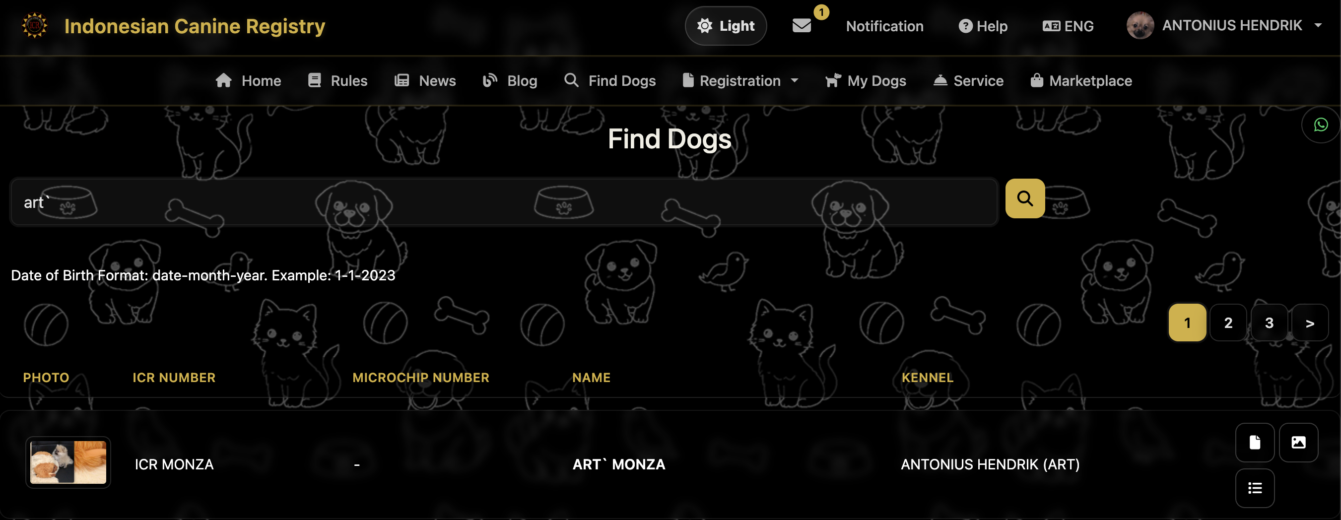 Dog Search Form