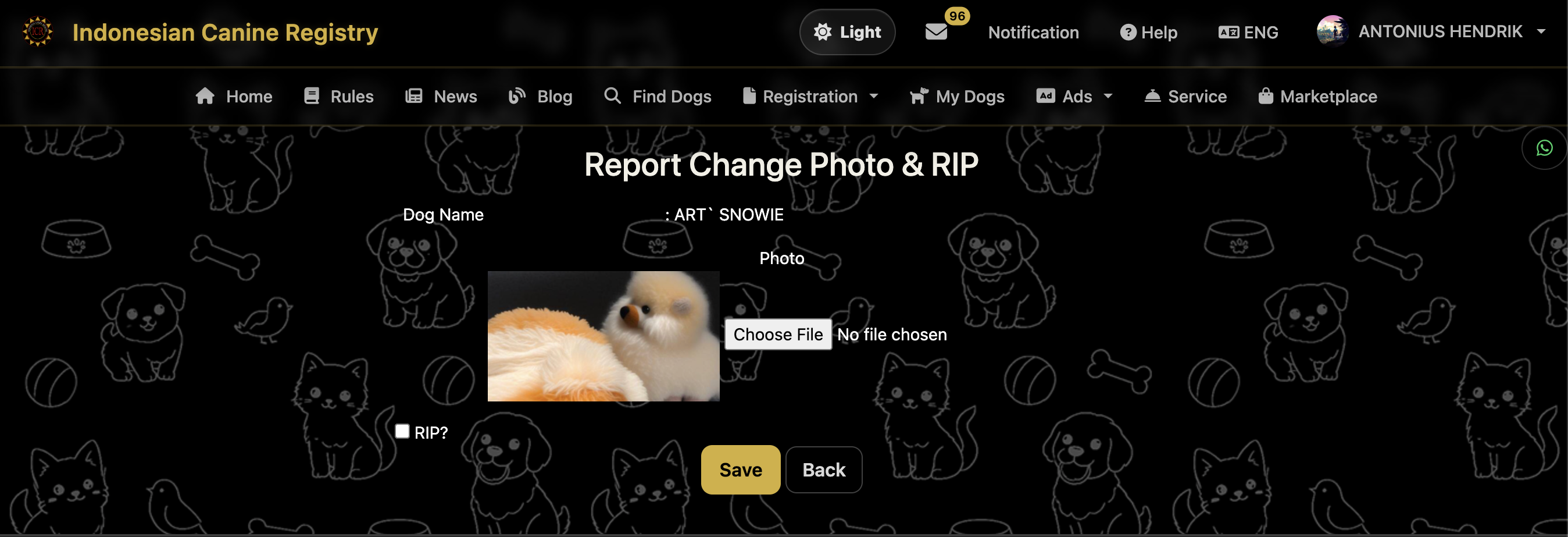 Change photo and RIP