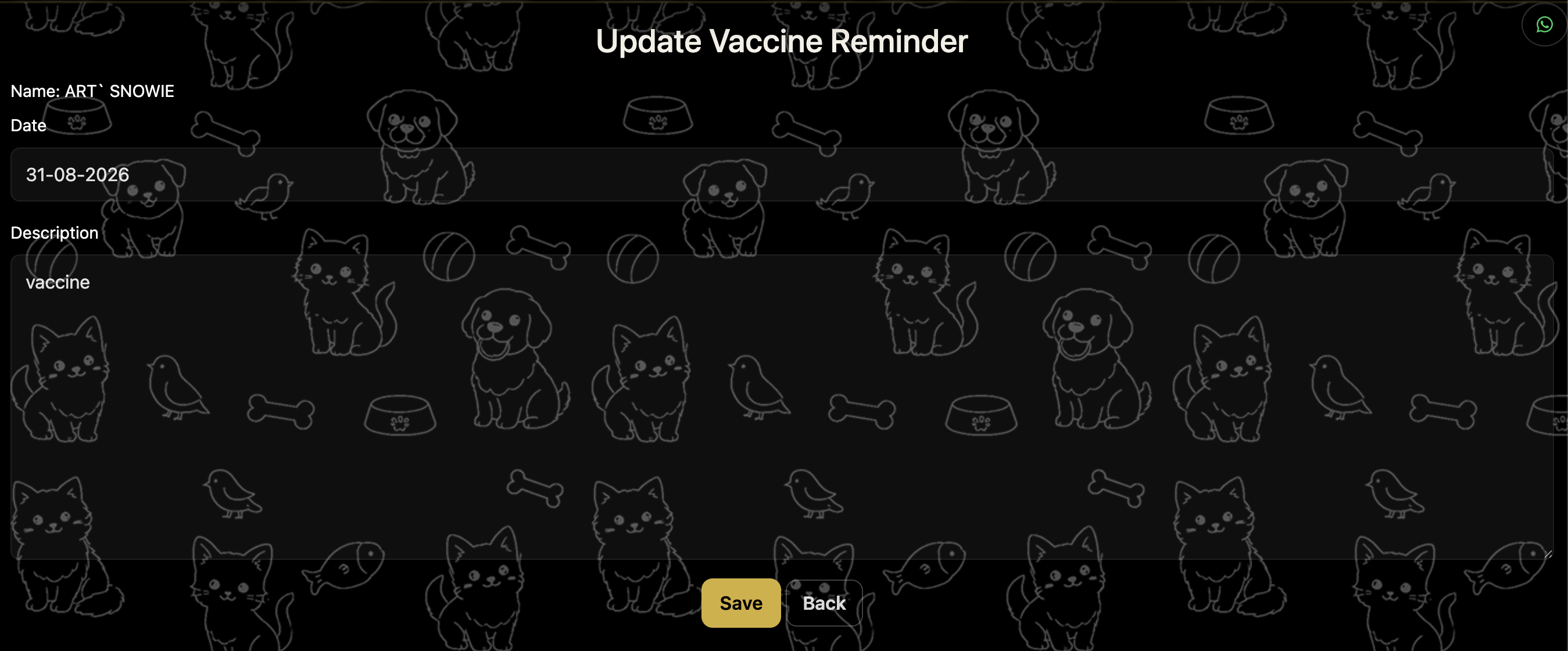 Vaccine Reminder List